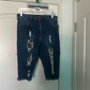 Fashion Nova Distressed Denim Bike Shorts